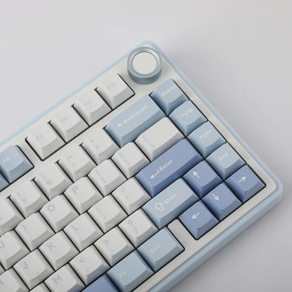 Aula F75 Sea Salt Blue, Hotswap RGB Gasket Bluetooth Wireless, Tastatura Mecanica Gaming, Alb