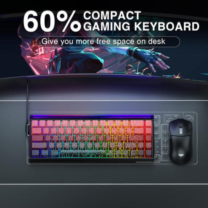 Aula HERO68 8K Black Red Contour (Side-Printed), RGB Gasket, Hall Effect (Magnetica), Tastatura Gaming, Layout 65%, Rosu