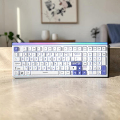 Aula HERO99 8K White Blue, RGB Gasket, Hall Effect (Magnetica), Tastatura Gaming, Layout 99%, Alb