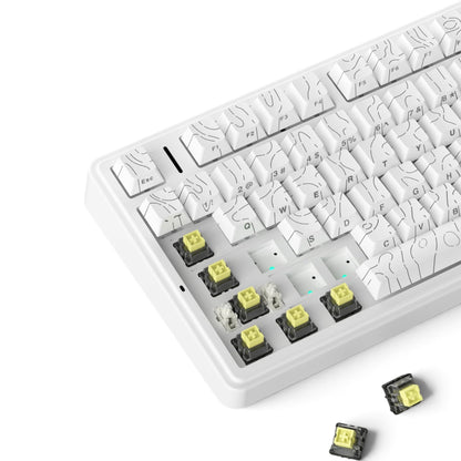 Aula F75 HE White Contour, RGB Gasket Tri-Mode Bluetooth Wireless, Hall Effect (Magnetica), Tastatura Gaming, Layout 75%, Alb