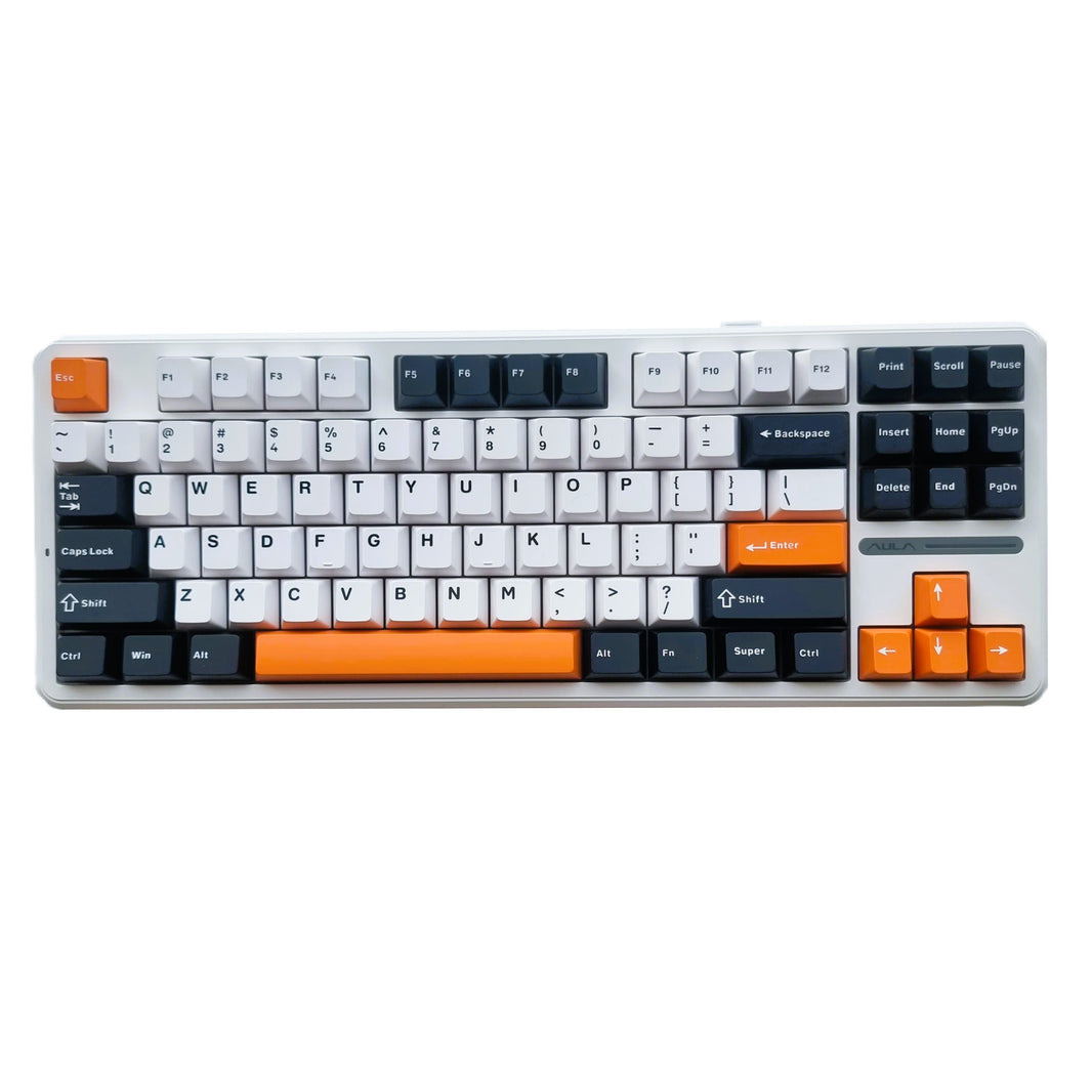Aula F87 Orange White Hotswap RGB Gasket Bluetooth Wireless, Tastatura Mecanica Gaming, Alb