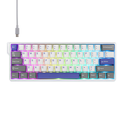 Aula WIN60 HE MAX White Blue, RGB Gasket, Hall Effect (Magnetica), Tastatura Gaming, Layout 65%, Alb