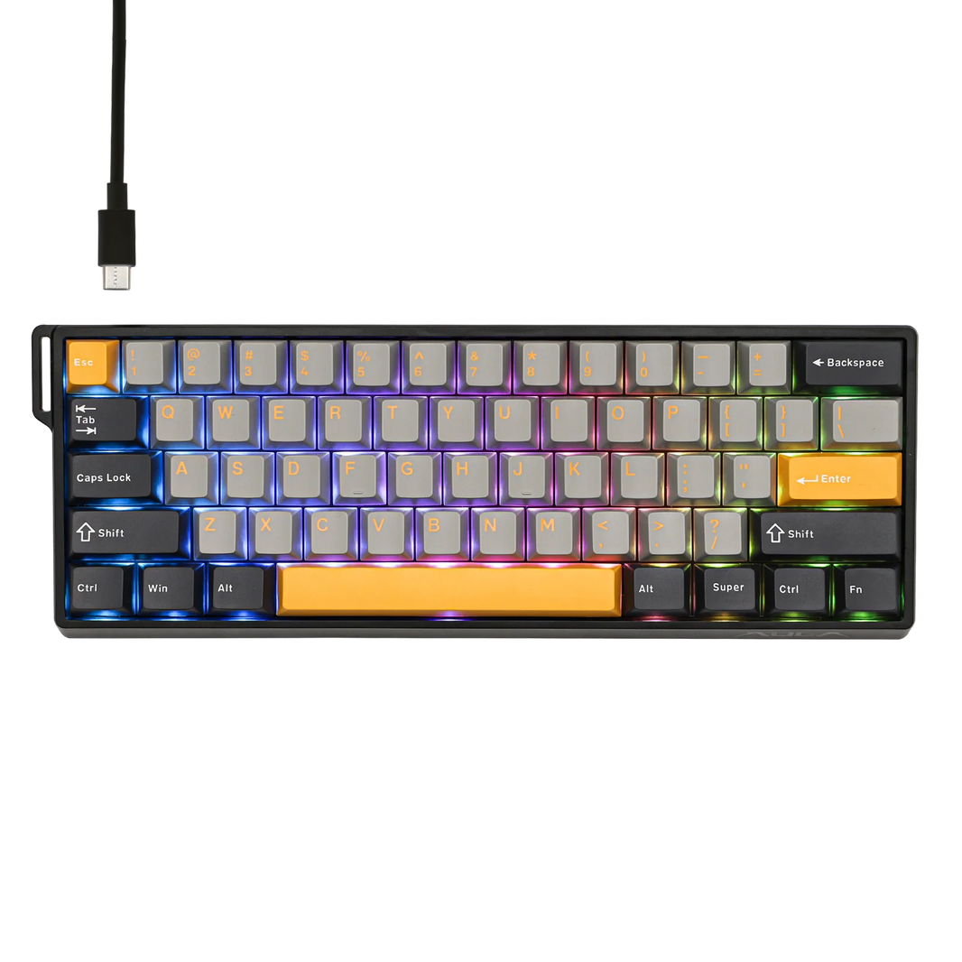 Aula WIN60 HE MAX Grey Yellow, RGB Gasket, Hall Effect (Magnetica), Tastatura Gaming, Layout 60%, Gri