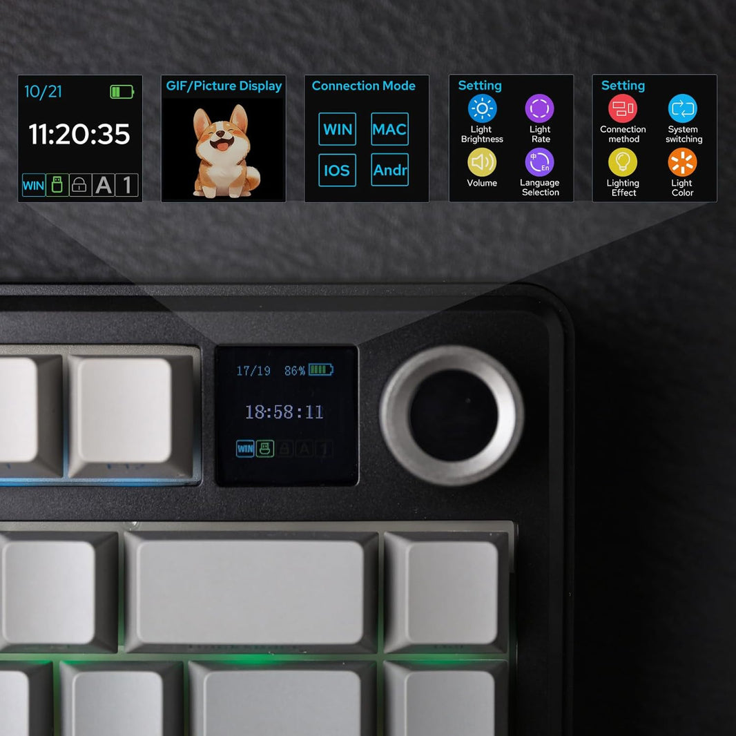 Aula F75 MAX Black Grey gradient (Side-Printed), Hotswap RGB Gasket Bluetooth Wireless, Tastatura Mecanica Gaming, Negru