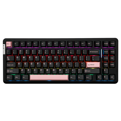 Leobog HI86 Black Pink, Aluminium Case, Hotswap RGB Gasket Bluetooth Wireless, 86% Layout, Tastatura Mecanica Gaming, Negru