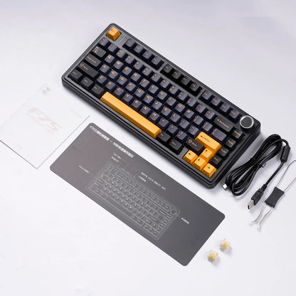 Aula F75 Black, Hotswap RGB Gasket Bluetooth Wireless, Tastatura Mecanica Gaming, Negru