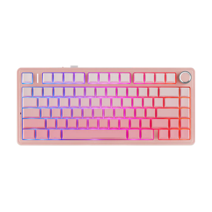 Aula F75 Pink (Side-Printed), Hotswap RGB Gasket Bluetooth Wireless, Tastatura Mecanica Gaming, Roz