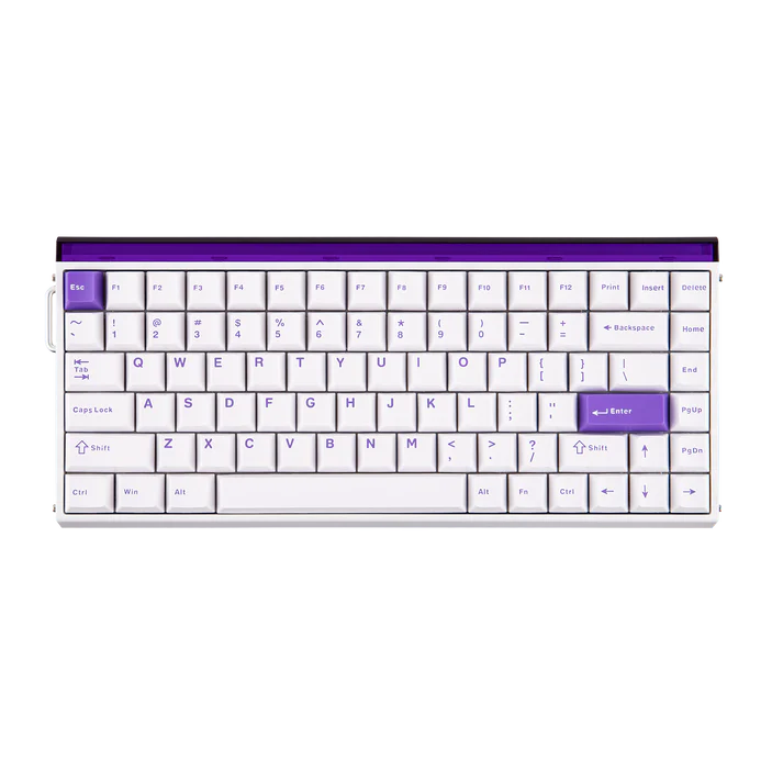 Aula HERO84 8K White Purple, RGB Tray-Mount, Hall Effect (Magnetica), Tastatura Gaming, Layout 75%, Alb