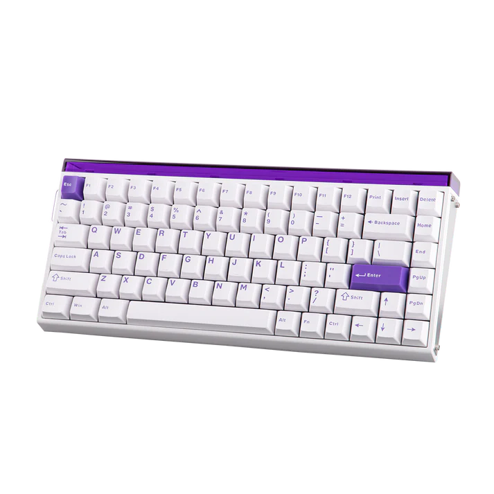 Aula HERO84 8K White Purple, RGB Tray-Mount, Hall Effect (Magnetica), Tastatura Gaming, Layout 75%, Alb