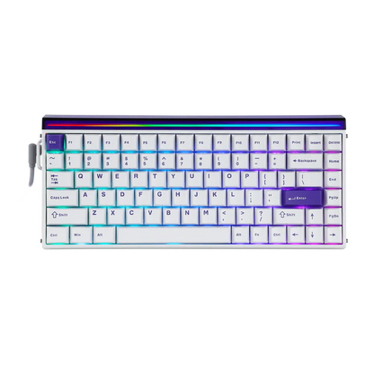 Aula HERO84 8K White Purple, RGB Tray-Mount, Hall Effect (Magnetica), Tastatura Gaming, Layout 75%, Alb