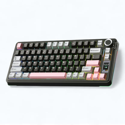 Aula S75 PRO Black Pink, Hotswap RGB Gasket Bluetooth Wireless, Tastatura Mecanica Gaming, Negru